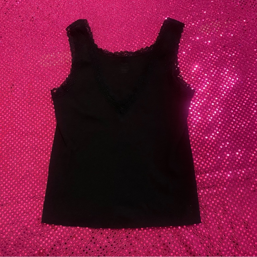 brandy melville john galt black ronnie lace trim tank top